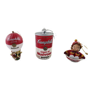 Vintange Campbell's Soup Lot Of 3 Christmas Ornaments